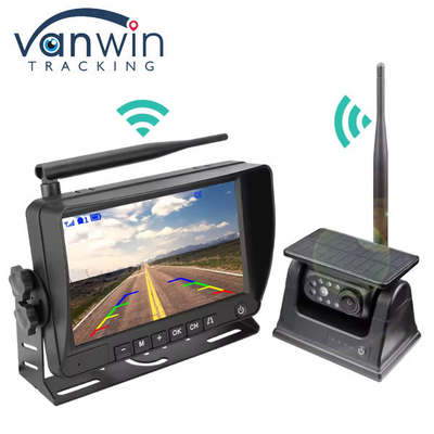 Solar Powered Magnet Rear View Camera 7 inch IPS Monitor Wireless 1080P DVR Kit for Vans Trailer RV Truck Car