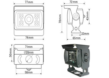 DC24V Car Rearview Camera Metal Housing Water Resistance IP67