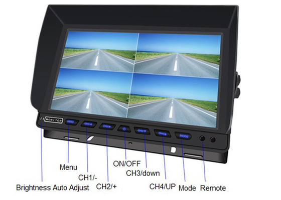4 channel Heavy Duty DVR AHD TFT Car Monitor Split Screen For Truck Van Bus