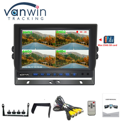 7 inch 1024*600 AHD Monitor Quad Display Car Truck Security Camera System With Recording Function