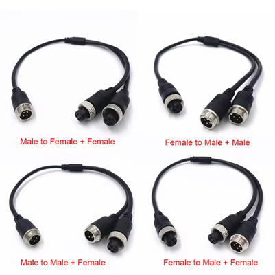 M12 4Pin Cable Adapter For CCTV Camera Connector Female To Male /Female Y Splitter Cable