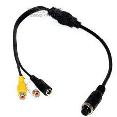 Female 4-Pin to RCA (A/V) Adapter Wire , RCA to 4-PIN Monitor / Camera Adapter