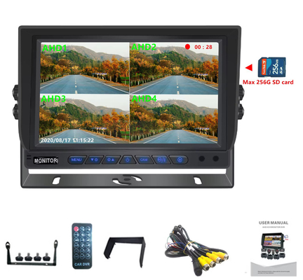 Hot Sale 9 inch 1024*600 AHD Quad Display Car Truck Security Camera System With Recording Function