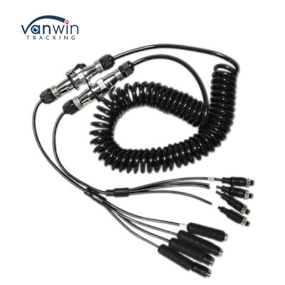 Car Video Aviation Spring Wire Trailer Connector Wire 4-Pin/RCA Spiral Extension Curled Cable