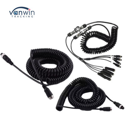 Car Video Aviation Spring Wire Trailer Connector Wire 4-Pin/RCA Spiral Extension Curled Cable