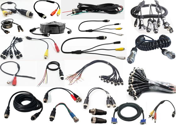 Car Video Aviation Spring Wire Trailer Connector Wire 4-Pin/RCA Spiral Extension Curled Cable