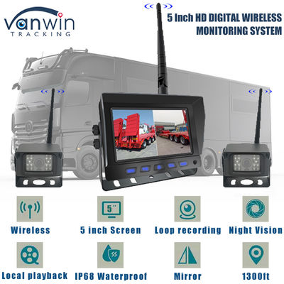 5 Inch Digital HD DVR Wireless Truck Backup Camera Monitor System Quad View Screen