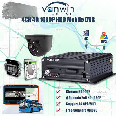 H.265 4CH 1080P HDD Mobile DVR Vehicle CCTV Video Recorder Kit Camera System MDVR