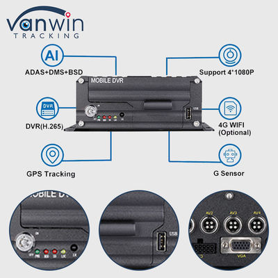 H.265 4CH 1080P HDD Mobile DVR Vehicle CCTV Video Recorder Kit Camera System MDVR