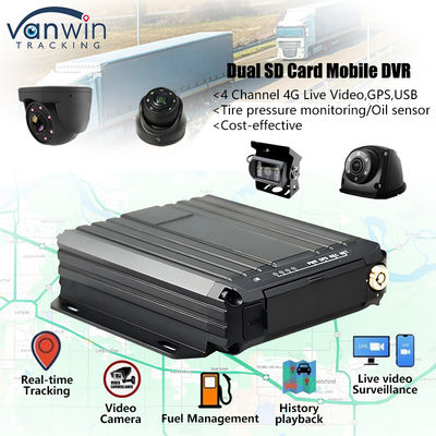4CH 1080P Dual SD Card Mobile DVR Support Oil Sensor 4G Real Time Video Monitoring GPS Tracker