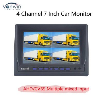 AHD/CVBS Multiple Video Mixed Input  4 Channel 7 Inch Split Display Car Monitor For Vehicle
