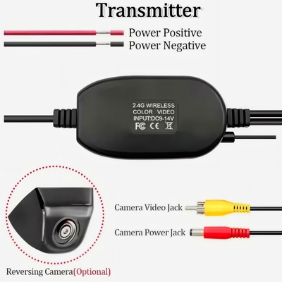 Wireless 2.4G RCA Video Signal Transmitter Receiver Universal For Car Rear View Reverse Camera 12V