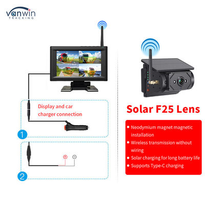 7 Inch Wireless IPS Screen Car Monitor Kit With 4 Solar Cameras Easy Install Night View BSD Security System Car Reversing Aid