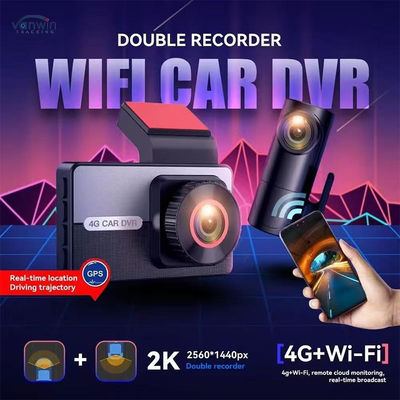4G Smart Dash Cam 2K – Dual - Lens Car DVR with Live View via Phone, WDR Night Vision & Loop Recording