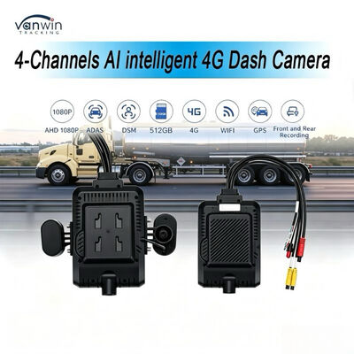 4-Channel AI 4G Dash Cam | DMS/ADAS Driver Behavior Detection, Magnetic Cameras