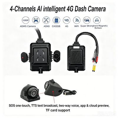 24V 4CH AI Dash Cam Kit Vehicle Security Camera DVR with DMS ADAS BSD Side Camera for Truck/Bus