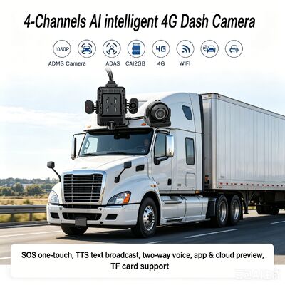 24V 4CH AI Dash Cam Kit Vehicle Security Camera DVR with DMS ADAS BSD Side Camera for Truck/Bus