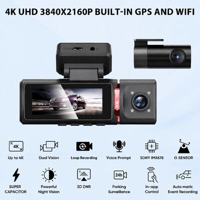 4K Advanced Assisted Driving Dashcam GPS ADAS DMS With WIFI Support For Parking Monitoring