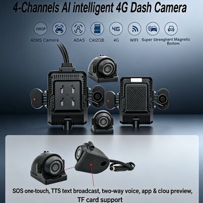 24V 4CH AI Dash Cam Kit Vehicle Security Camera DVR with DMS ADAS BSD Side Camera for Truck/Bus