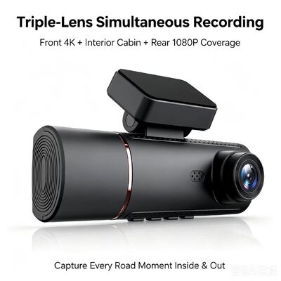 3 Channel HD DVR Dash Cam 4G 4K Front 1080P Cabin Rear GPS Tracking ADAS DMS 24/7 Parking Monitor for Fleet Safety