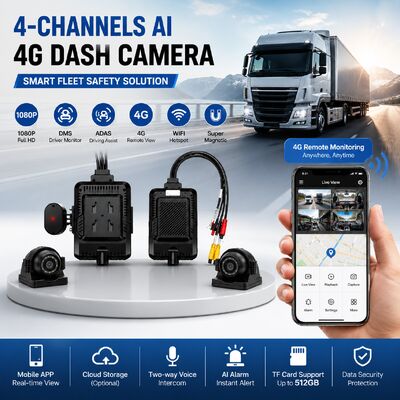24V 4CH AI Dash Cam Kit Vehicle Security Camera DVR with DMS ADAS BSD Side Camera for Truck/Bus