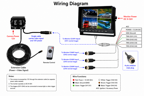 24V Van TFT LCD Color Monitor for Car 10.1 inch lcd monitor with 4 channel video input