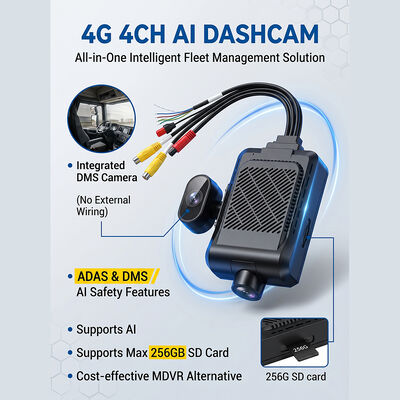 Heavy Duty Truck 4G Dash Recorder with ADAS BSD - GPS Telematics Fleet Camera with SOS Panic Button