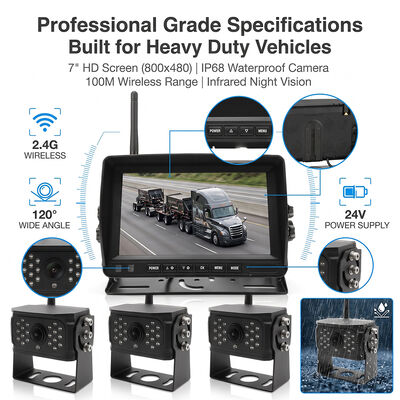 Wireless 7 inch Car Reverse Camera Backup System for Trailer Trucks