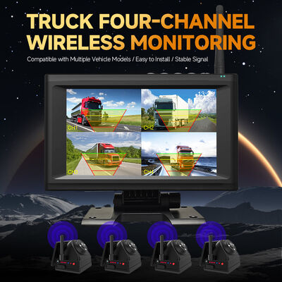 4CH 720P Wireless Dashcam for Trucks, RVs & Buses – 7" IPS BSD Alarm, Magnetic Mount, Rechargeable, Plug-and-Play, Expandable 1-4CH
