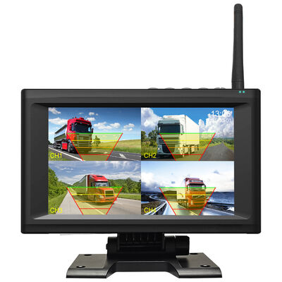 Plug and Play 1 - 4CH 720P Wireless Magnetic Camera System 7" Monitor BSD Alarm Rechargeable for Truck RV Trailer Farm Machinery