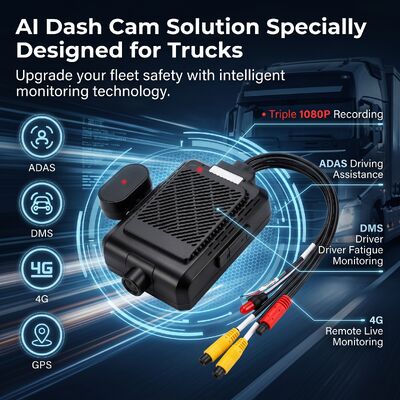 4-Channel AI Intelligent 4G Dash Camera, ADAS + DMS + BSD Active Safety,1080P+720P Recording for Taxis