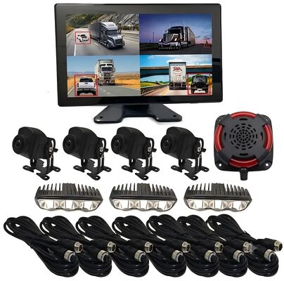 4CH AI BSD Forklift Safety Monitoring System 1080P Camera/display and LED Alarm Light/suitable for Heavy Machinery