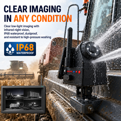 Plug and Play 1 - 4CH 720P Wireless Magnetic Camera System 7" Monitor BSD Alarm Rechargeable for Truck RV Trailer Farm Machinery