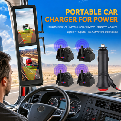 15.88 Inch Touchscreen Wireless Electronic Rearview Mirror with 4 Solar Magnetic Cameras Split Screen BSD for Heavy Trucks