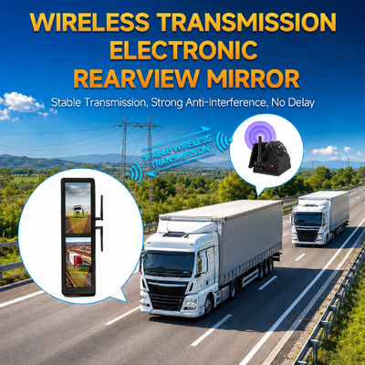 15.88 Inch Touchscreen Wireless Electronic Rearview Mirror with 4 Solar Magnetic Cameras Split Screen BSD for Heavy Trucks