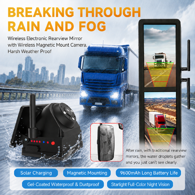 15.88 Inch Touchscreen Wireless Electronic Rearview Mirror with 4 Solar Magnetic Cameras Split Screen BSD for Heavy Trucks