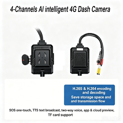 4 Channel AI Fleet Dash Cam 1080P ADAS DMS MDVR System with 4G GPS WiFi for Cars Taxis Trucks Buses