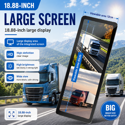 Truck Blind Spot Camera System 1080P Dual Lens Side View Camera 18.88 Inch Monitor for Semi Truck Trailer Commercial Vehicle