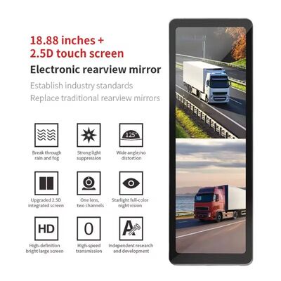 Truck Blind Spot Camera System 1080P Dual Lens Side View Camera 18.88 Inch Monitor for Semi Truck Trailer Commercial Vehicle