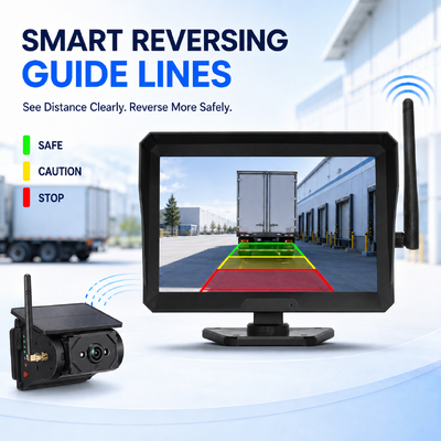 HD Digital Wireless Camera Monitor System with 10 Inch 4 Split Screen Solar Magnetic Camera for Large Vehicles