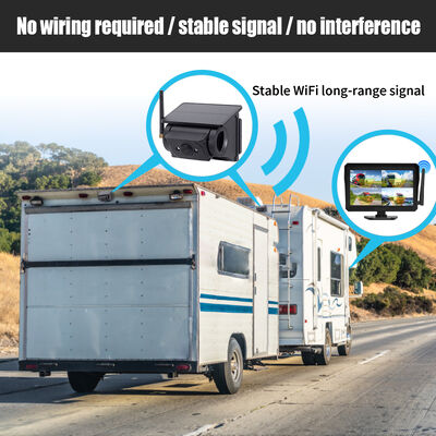 HD Digital Wireless Camera Monitor System with 10 Inch 4 Split Screen Solar Magnetic Camera for Large Vehicles