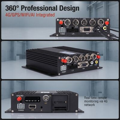 Mobile DVR Car GPS Tracking SD Card Mobile Black Box Recorder with 4 Channel Support H264 Format and Real Time Monitoring