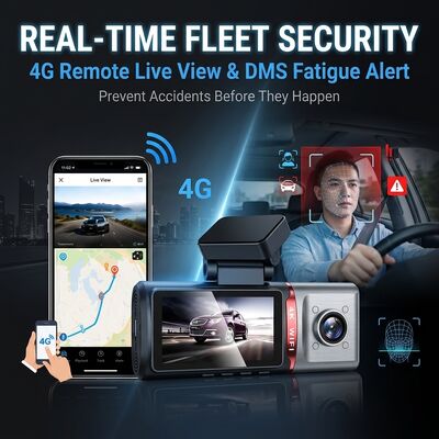 3 Channel 4K Dash Cam Front Rear Inside with 4G Remote Monitoring DMS ADAS GPS Fleet Management Vehicle DVR