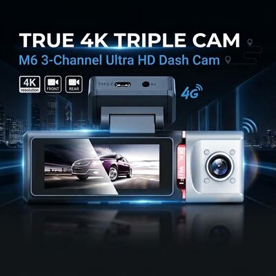 3 Channel 4K Dash Cam Front Rear Inside with 4G Remote Monitoring DMS ADAS GPS Fleet Management Vehicle DVR