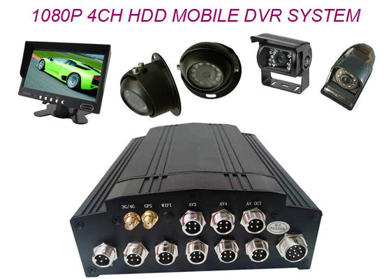 4 Channel 1080P HD Mobile DVR CCTV MDVR 2TB HDD Recording GPS 4G For Truck / Taxi / Bus