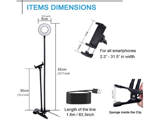 FCC Live Stream 360 Degree 24" Gooseneck Selfie Ring Light
