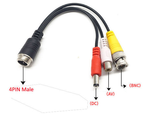 MDVR System 24cm Car Video Camera Cable 4P M12 To BNC Male