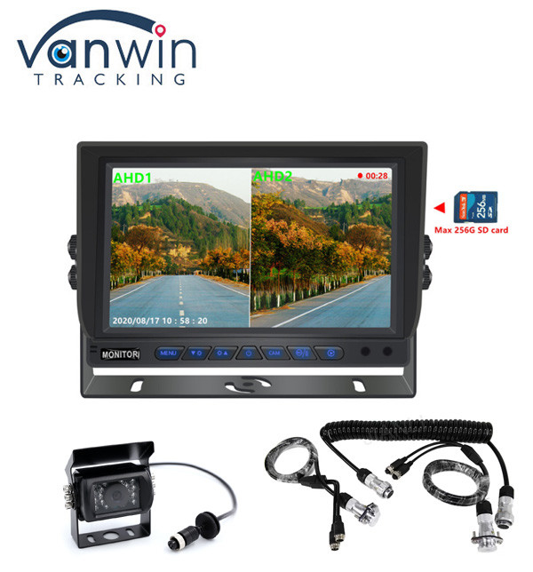 New Arrival AHD 4CH SD Card 1080P 9inch Quad Monitor All In One Built-in DVR For Truck Bus