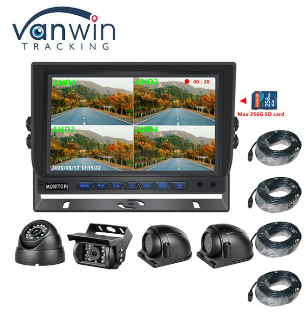 Hot Sale 9 inch 1024*600 AHD Quad Display Car Truck Security Camera System With Recording Function