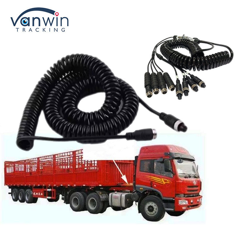 Car Video Aviation Spring Wire Trailer Connector Wire 4-Pin/RCA Spiral Extension Curled Cable